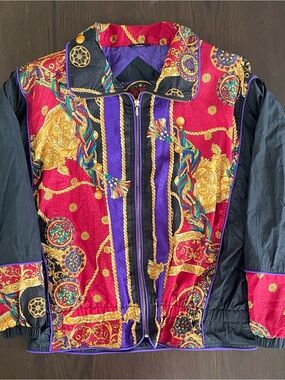 VTG 90s Women's Winterset Baroque Windbreaker Jacket M Chain Tassel Art To Wear